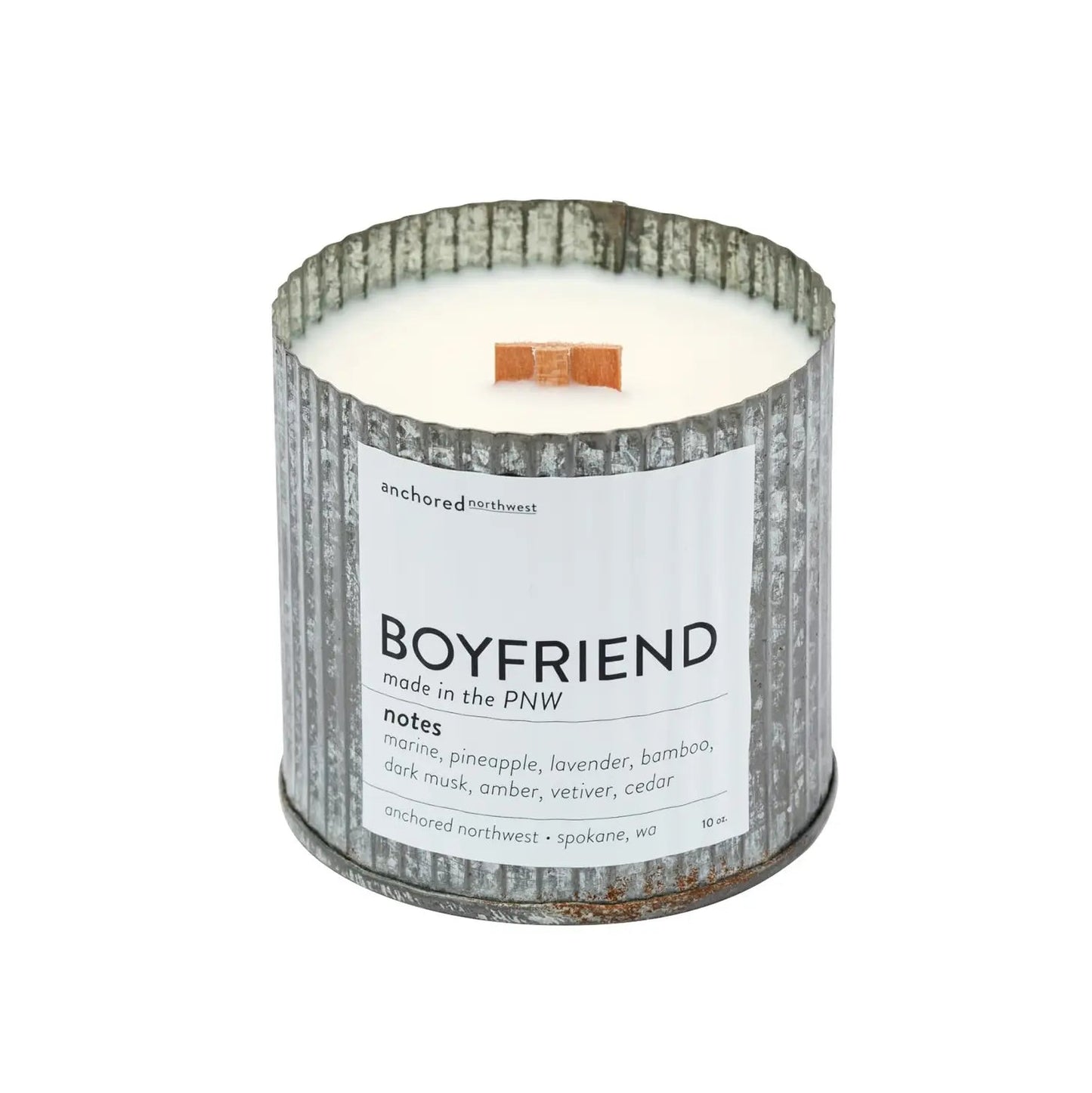 BOYFRIEND rustic tin candle