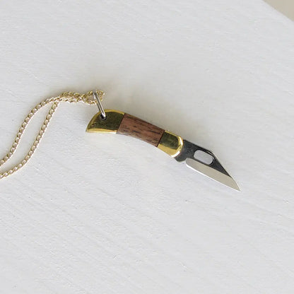 WOOD-HANDLED KNIFE necklace