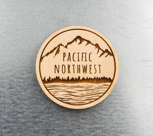 PNW MTNS wood magnet