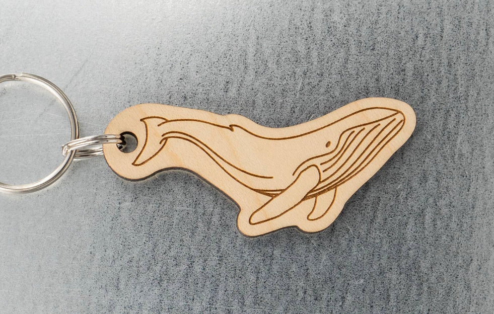 HUMPBACK WHALE wood keychain